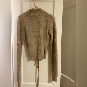 Le Lis Fuzzy Tan Crew Neck Sweater